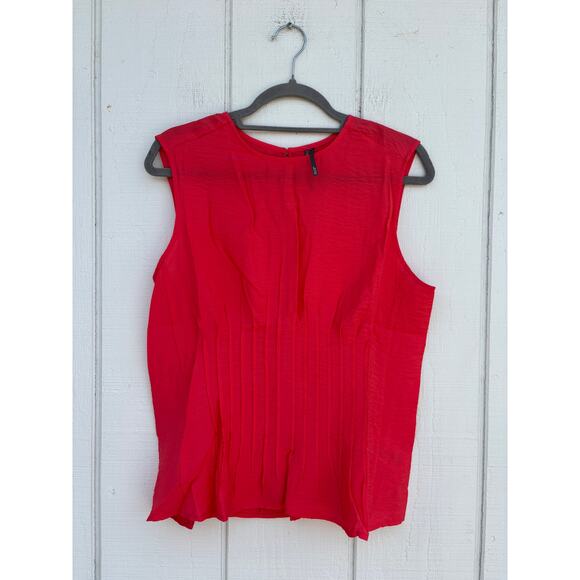 NWT Anthropologie The Della Pleated-Waist Shell Top, Red, Sz M - Picture 1 of 7